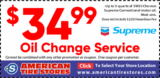 $34.99 5W30 Chevron Supreme Conventional Motor Oil – Oil Change Service Coupon